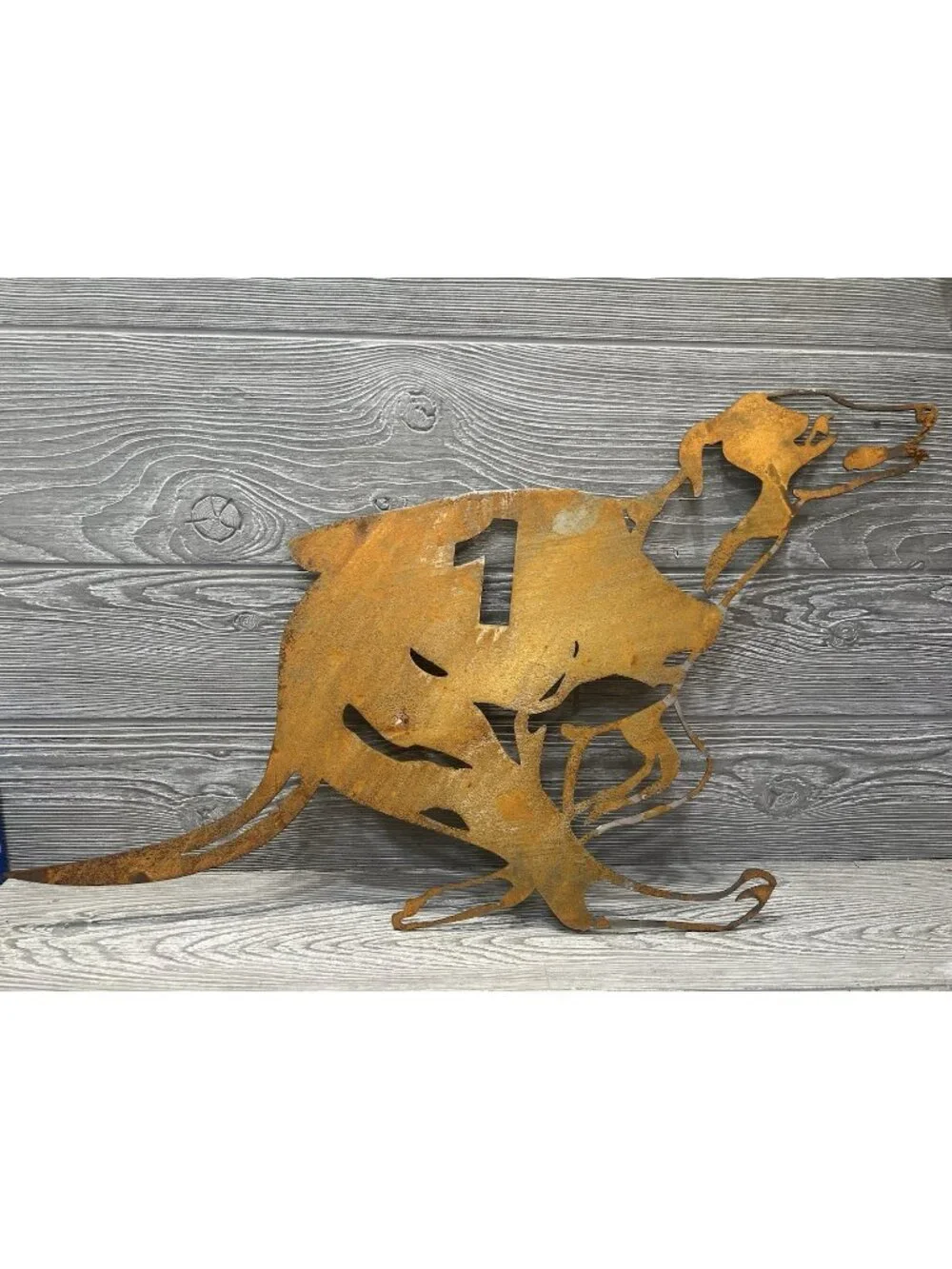 Large Rusty Metal Running Dog Cut Out Wall Art Rustic Decor 29” X 16”
